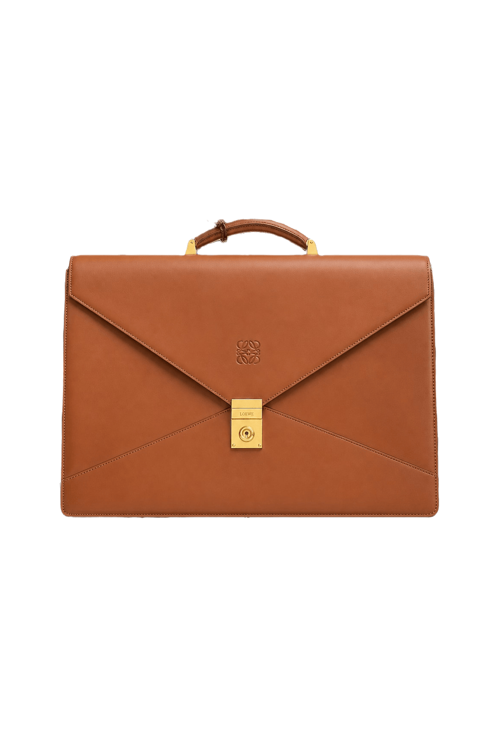 1980s Camel Brown Leather Handbag - Front View