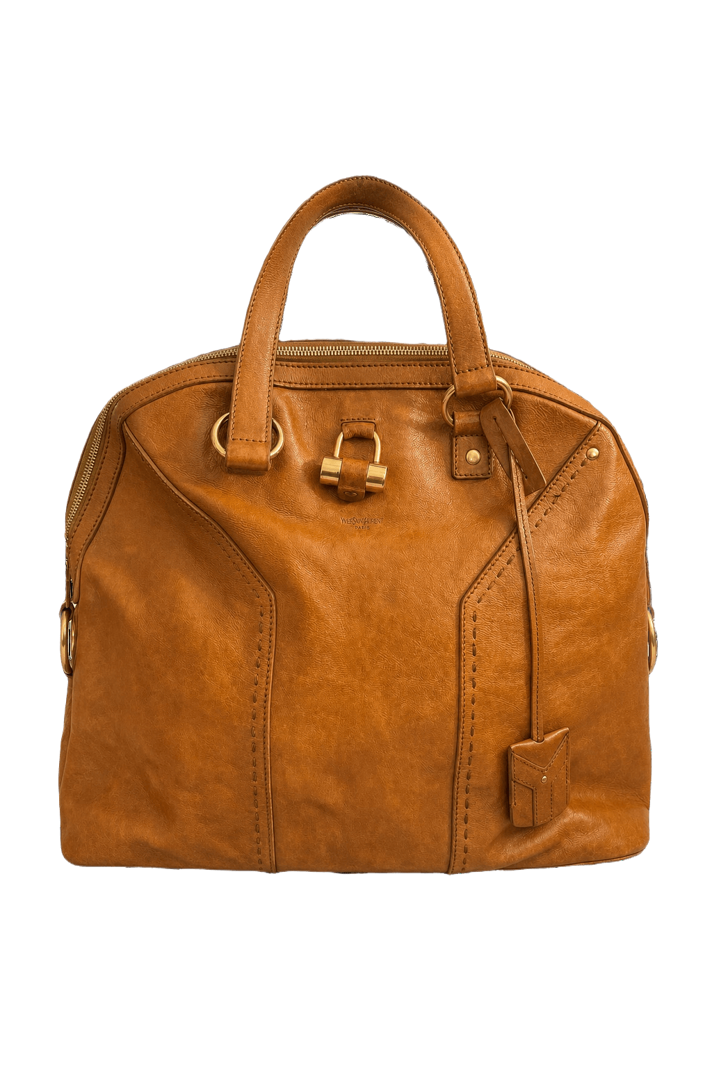 1980s Tan Leather Handbag - Front View