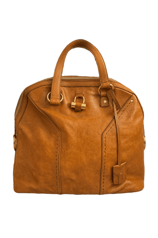 1980s Tan Leather Handbag - Front View