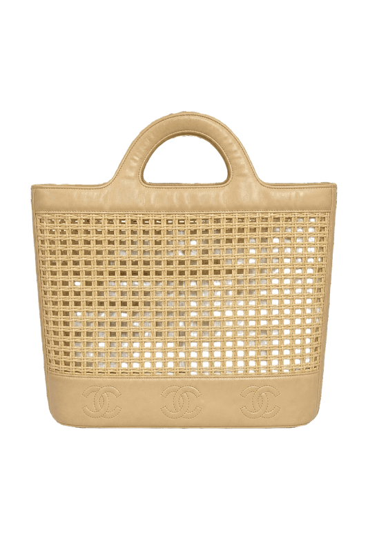 1980s Cream Leather Bag - Front View