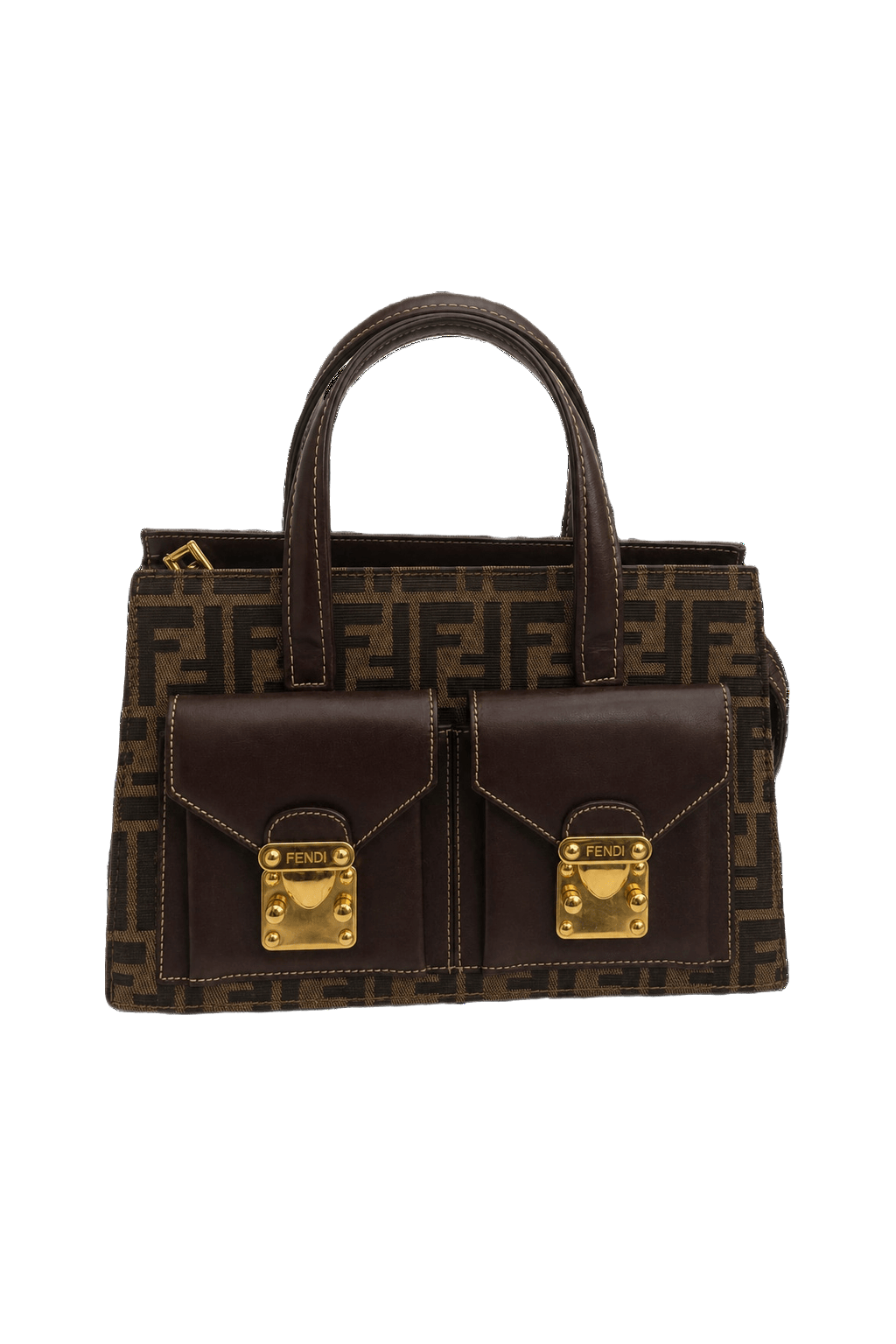 1980s Brown Leather Handbag - Front View