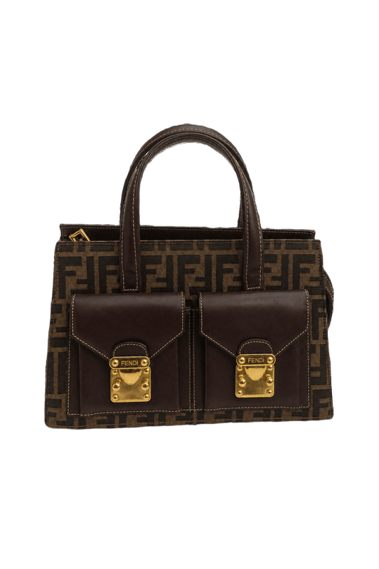 1980s Brown Leather Handbag - Front View