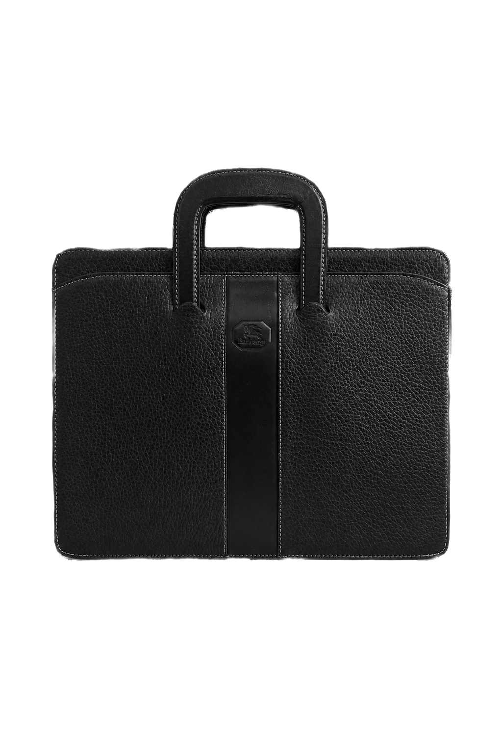 1980s Black Leather Handbag - Front View