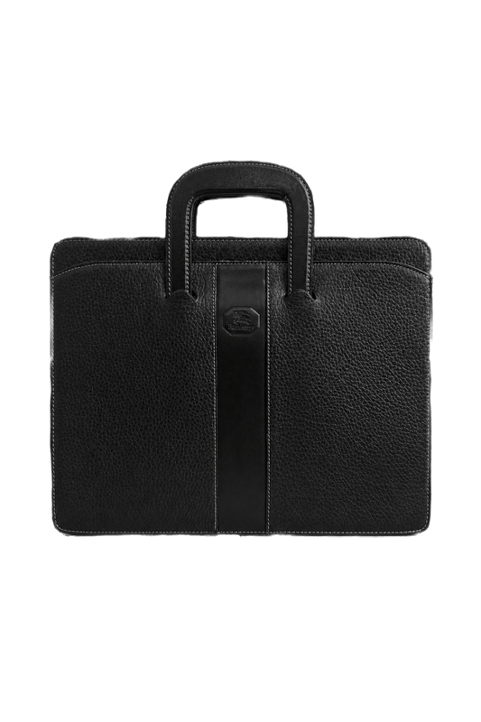 1980s Black Leather Handbag - Front View