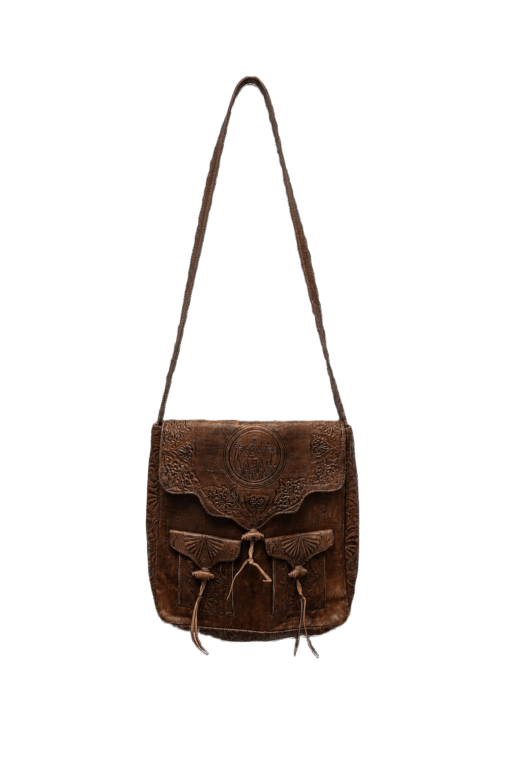 1970s Brown Leather Bag - Front View