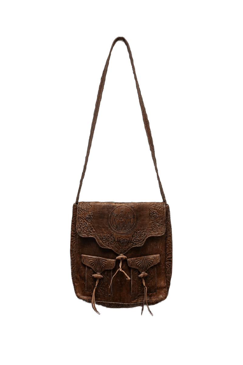 1970s Brown Leather Bag - Front View