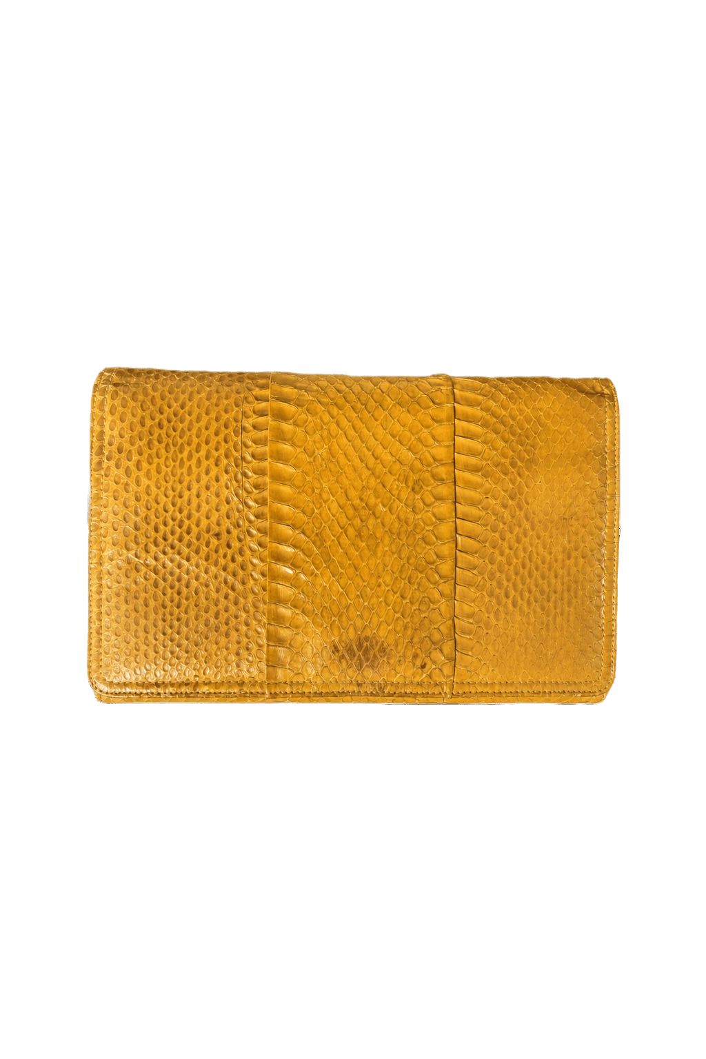 1970s Mustard Yellow Snakeskin Wallet - Front View