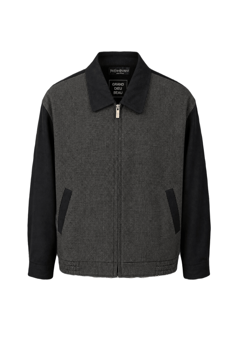 1980s Black Wool Blend Jacket - Front View