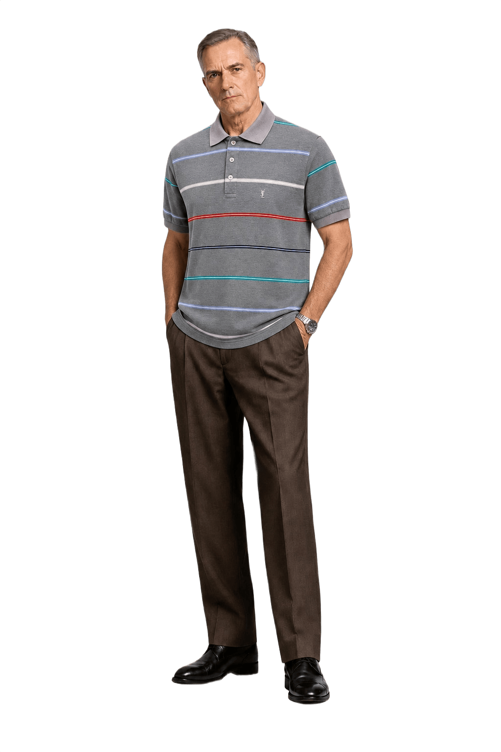 1990s Grey Cotton Polo - Model