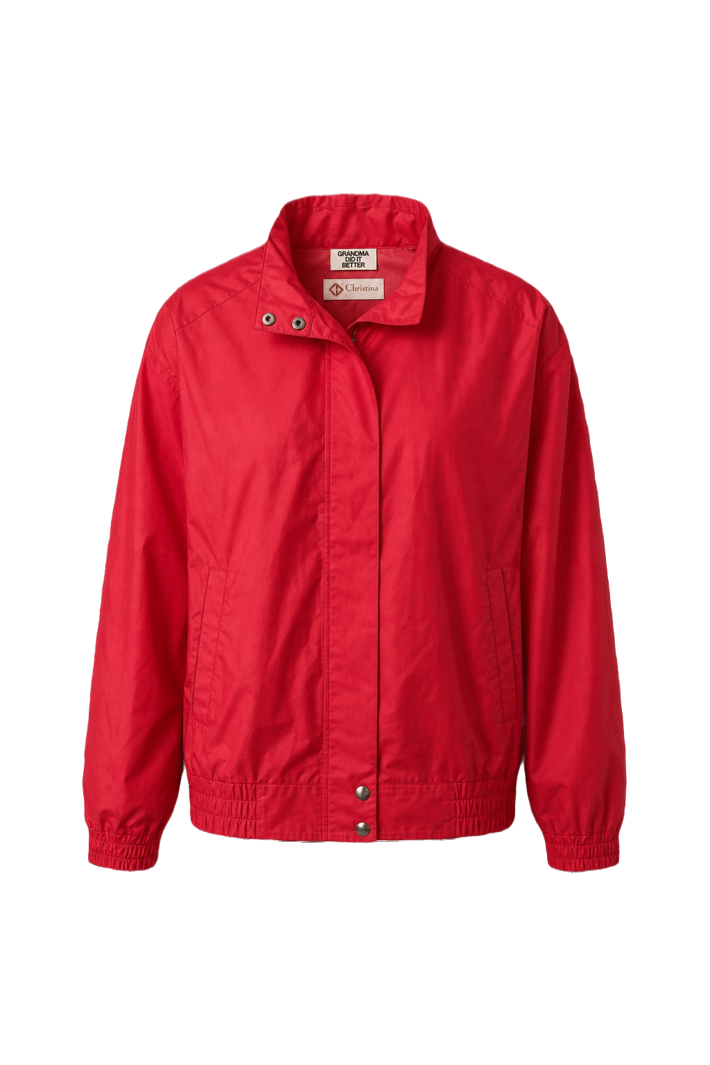 1980s Bright Red Nylon Jacket - Front View