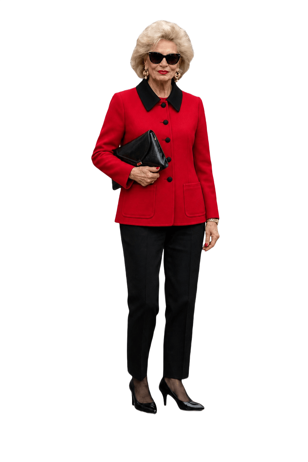 1980s Red Wool Jacket - Model