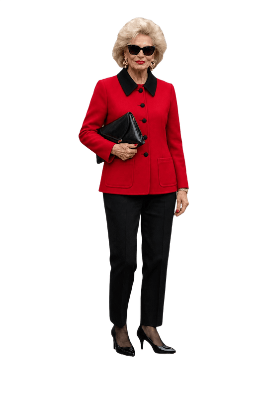 1980s Red Wool Jacket - Model