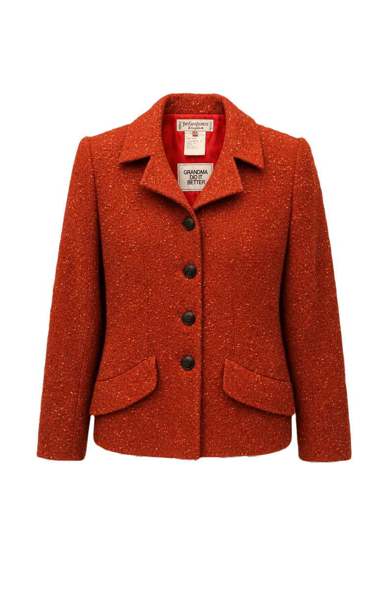 1970s Orange Wool Jacket - Front View