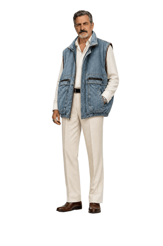1980s Blue Denim Vest - Model