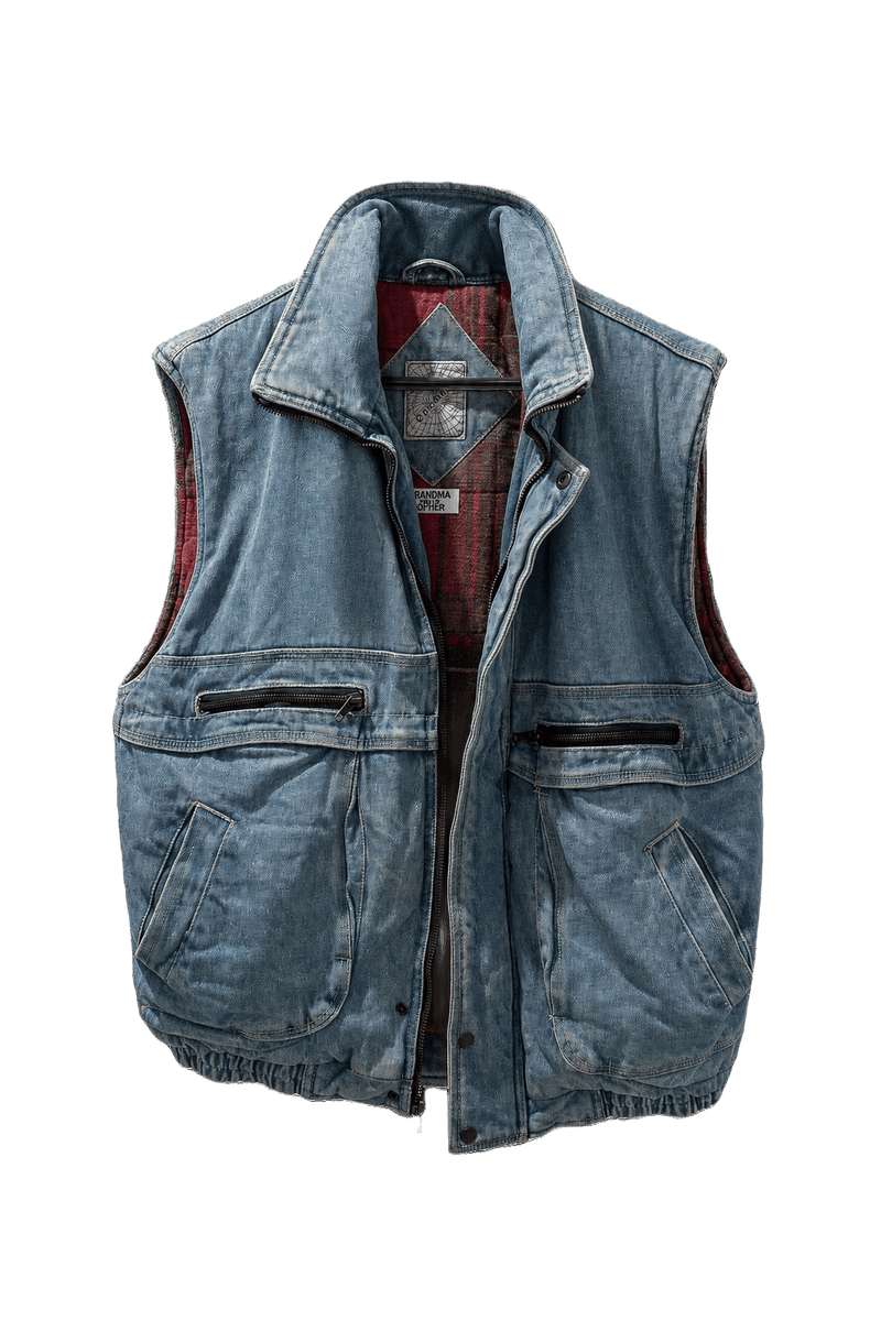 1980s Blue Denim Vest - Front View
