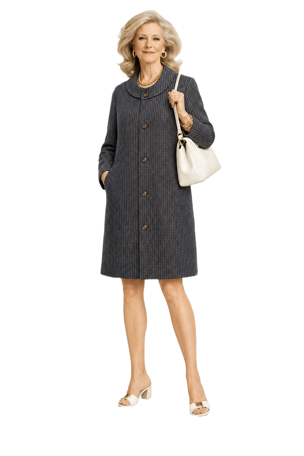 1970s Dark Grey Wool Coat - Model