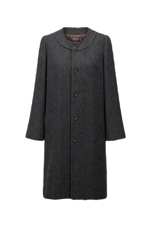 1970s Dark Grey Wool Coat - Front View