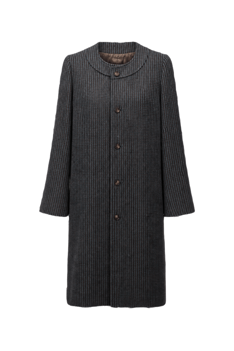 1970s Dark Grey Wool Coat - Front View