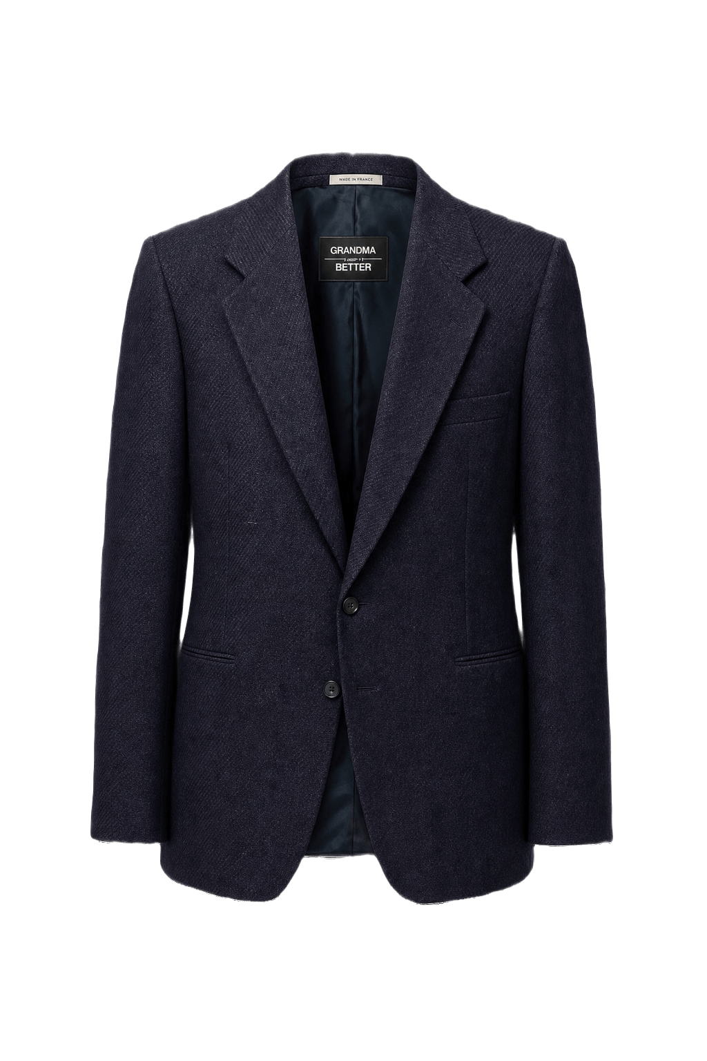 1980s Navy Blue Wool Blazer - Front View