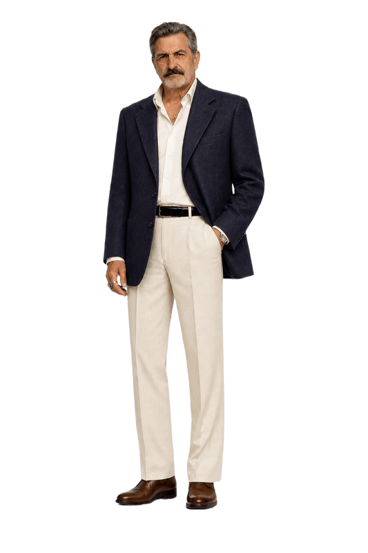 1980s Navy Blue Wool Blazer - Model