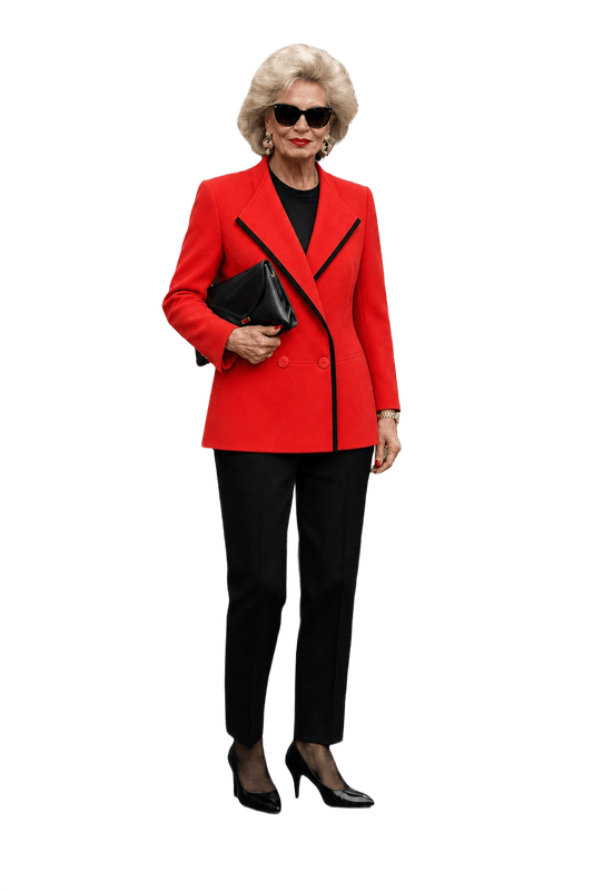 1980s Bright Red Wool Blazer - Model