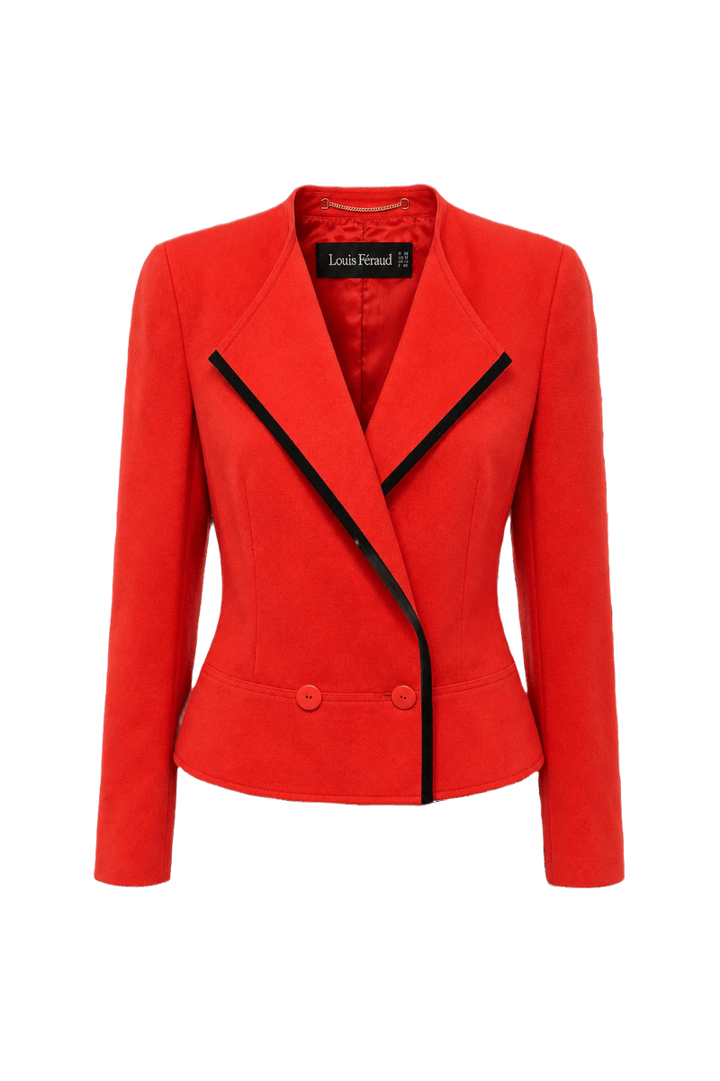 1980s Bright Red Wool Blazer - Front View
