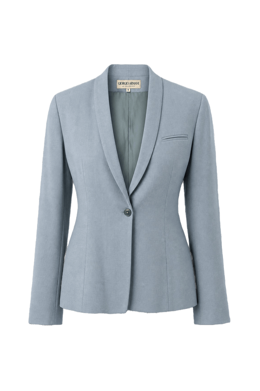 1980s Light Blue Wool Blazer - Front View