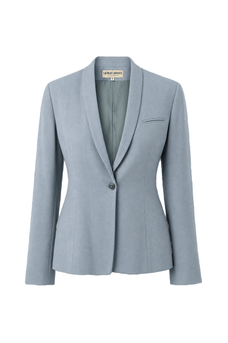1980s Light Blue Wool Blazer - Front View
