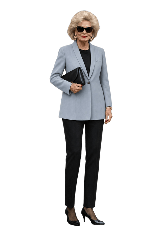 1980s Light Blue Wool Blazer - Model