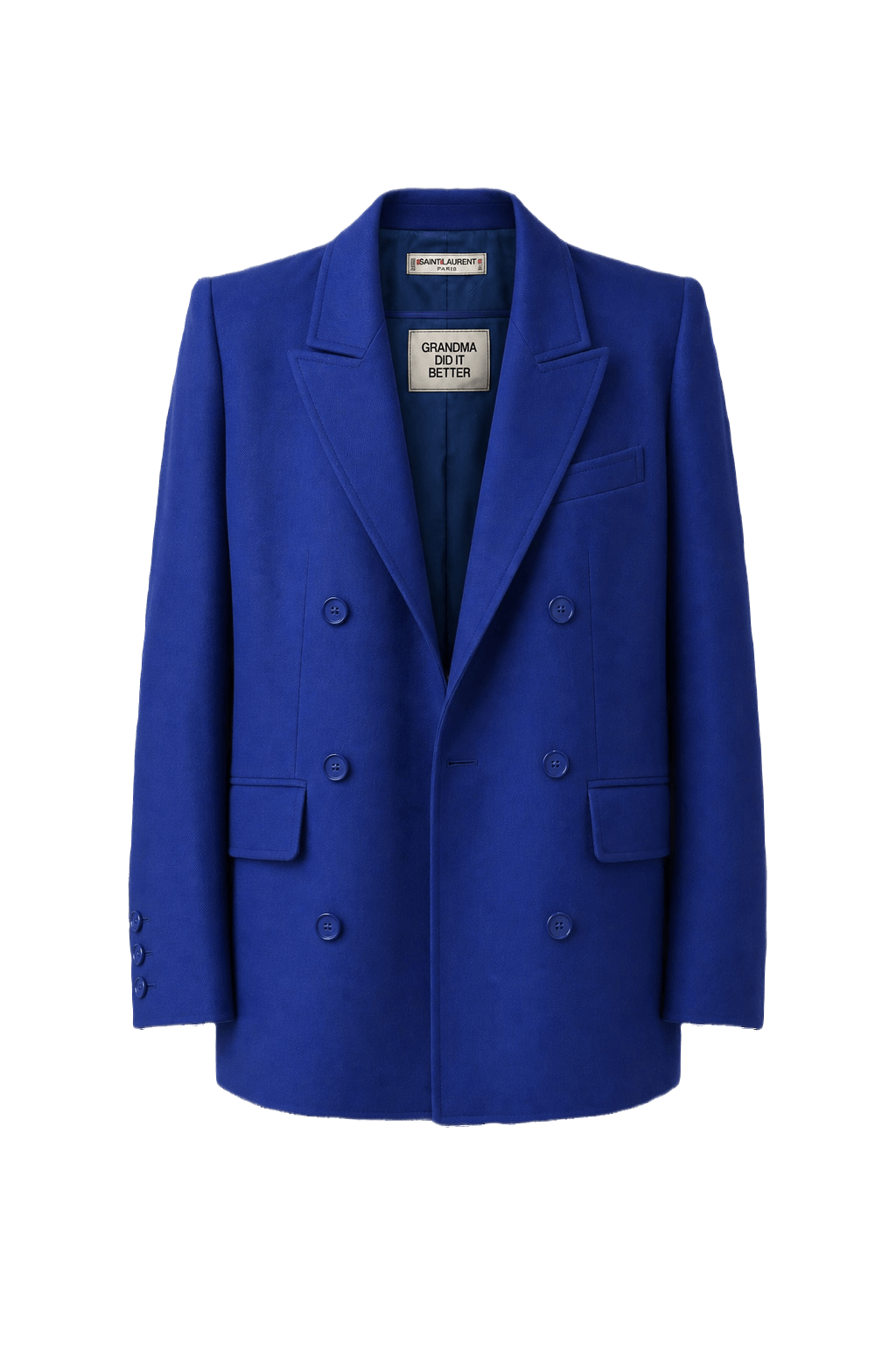1980s Electric Blue Wool Blazer - Front View