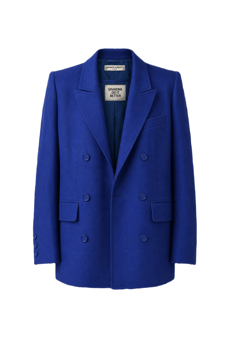 1980s Electric Blue Wool Blazer - Front View