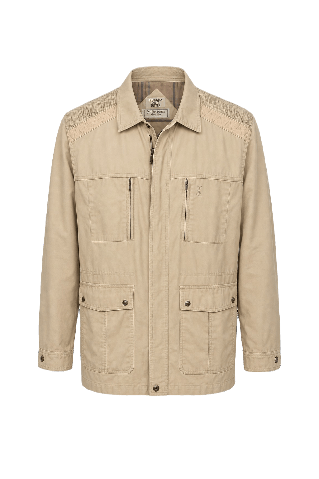 1990s Beige Cotton Jacket - Front View