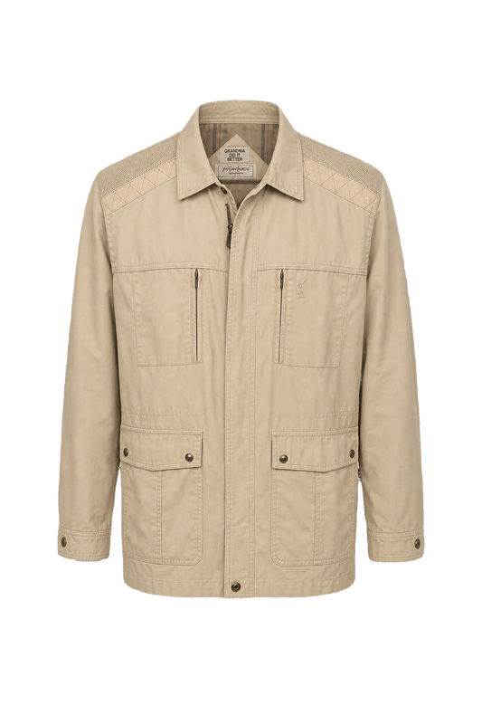1990s Beige Cotton Jacket - Front View