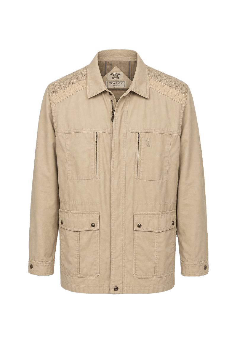 1990s Beige Cotton Jacket - Front View