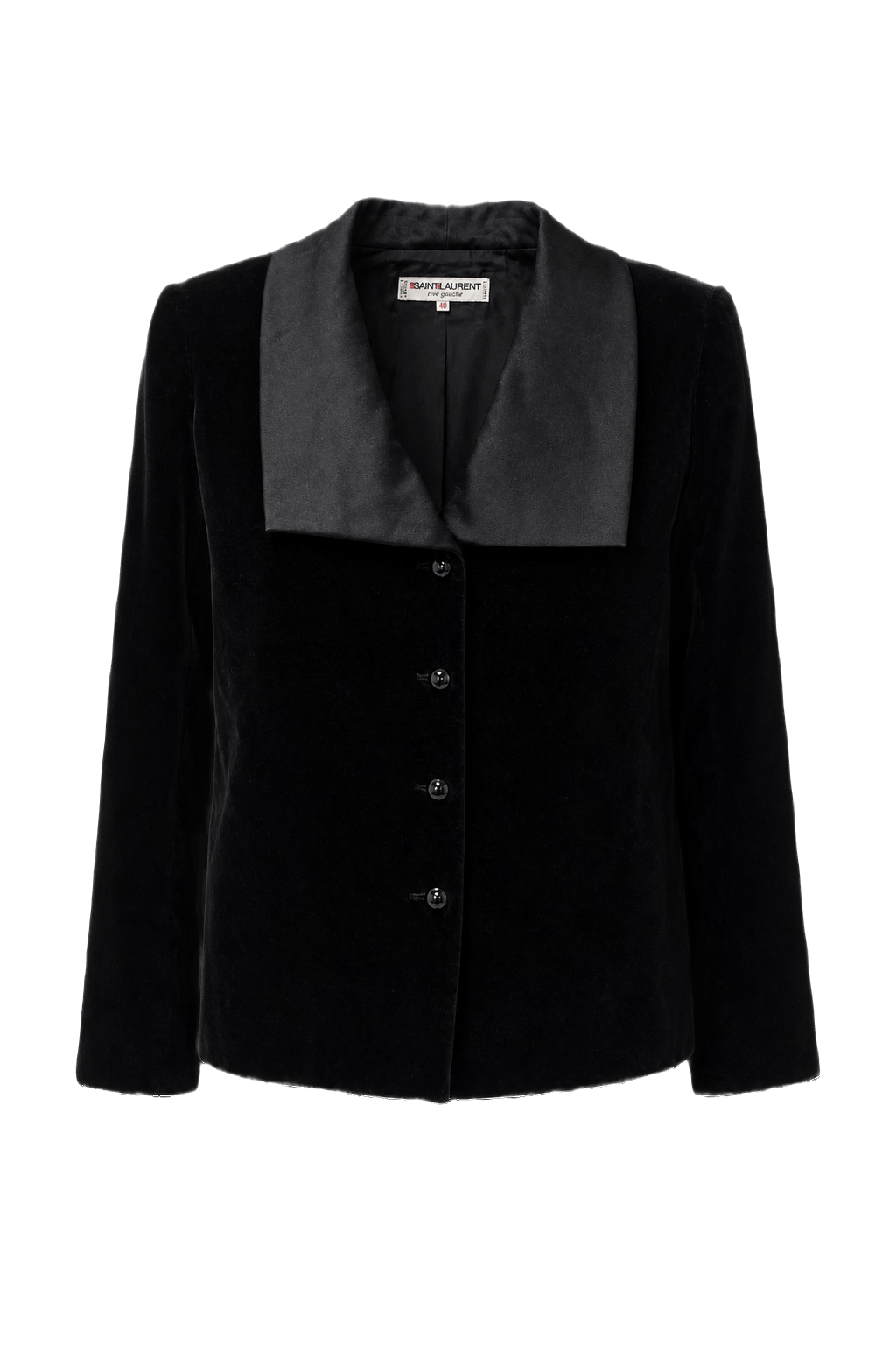 1980s Black Velvet Jacket - Front View