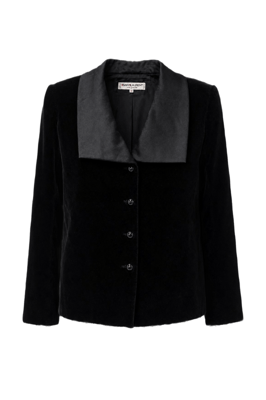 1980s Black Velvet Jacket - Front View