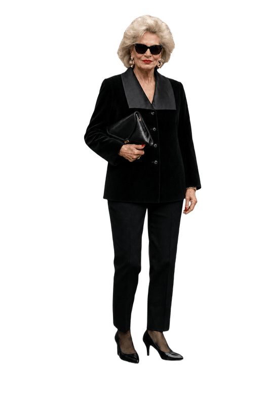 1980s Black Velvet Jacket - Model