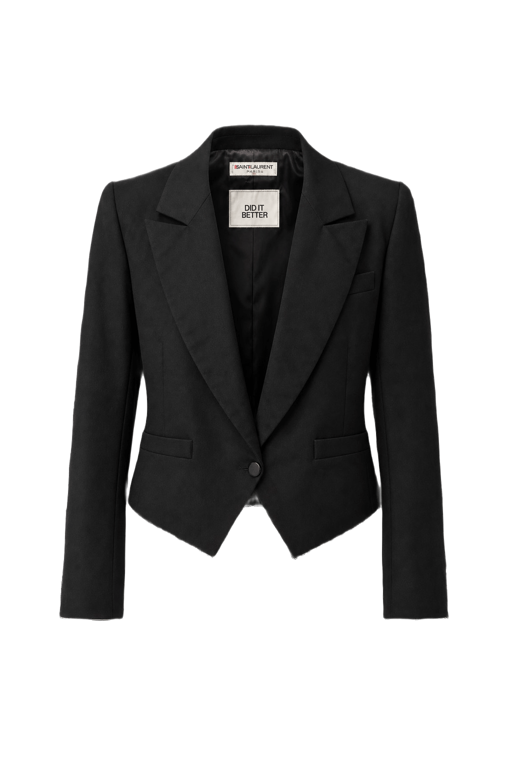 1970s Black Wool Blazer - Front View