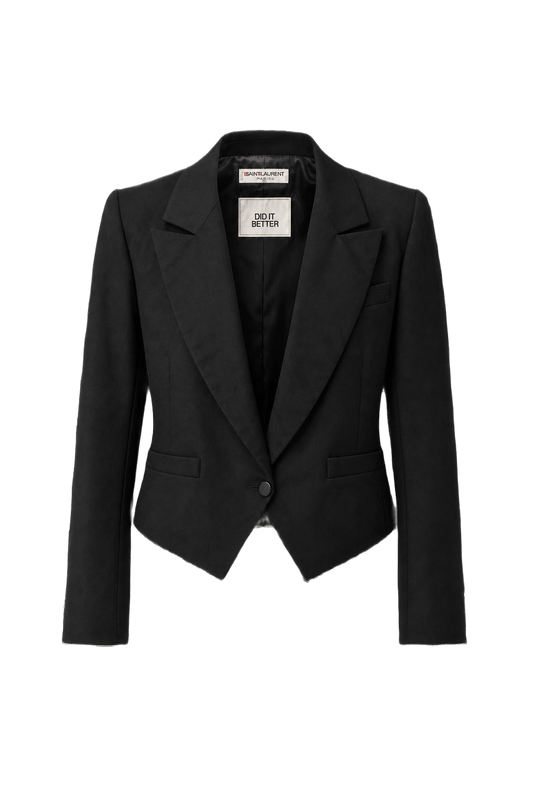 1970s Black Wool Blazer - Front View