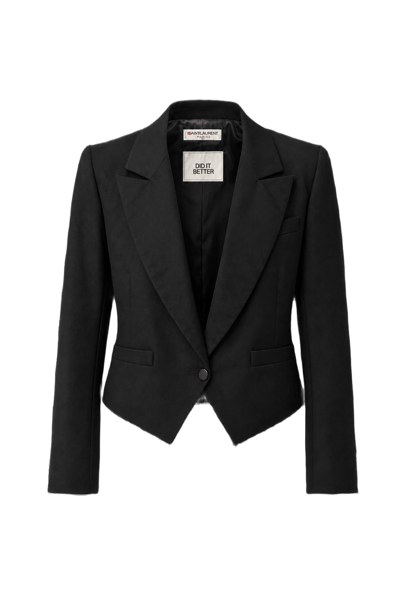 1970s Black Wool Blazer - Front View