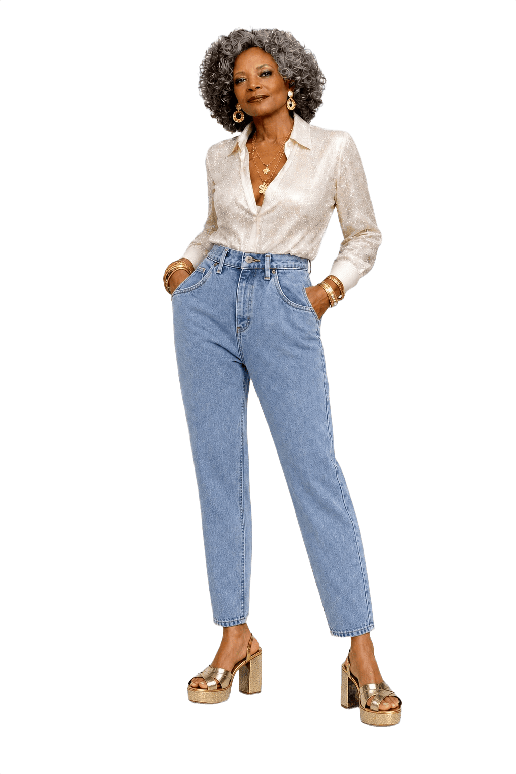 1980s Light Blue Denim Jeans - Model