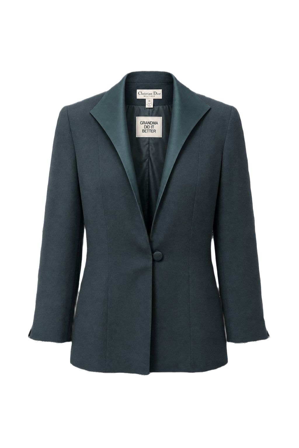 1990s Teal Wool Blazer - Front View