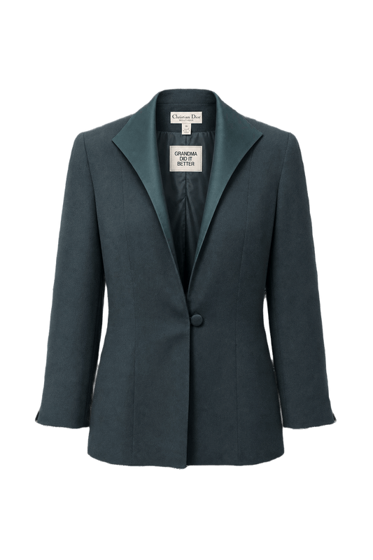 1990s Teal Wool Blazer - Front View