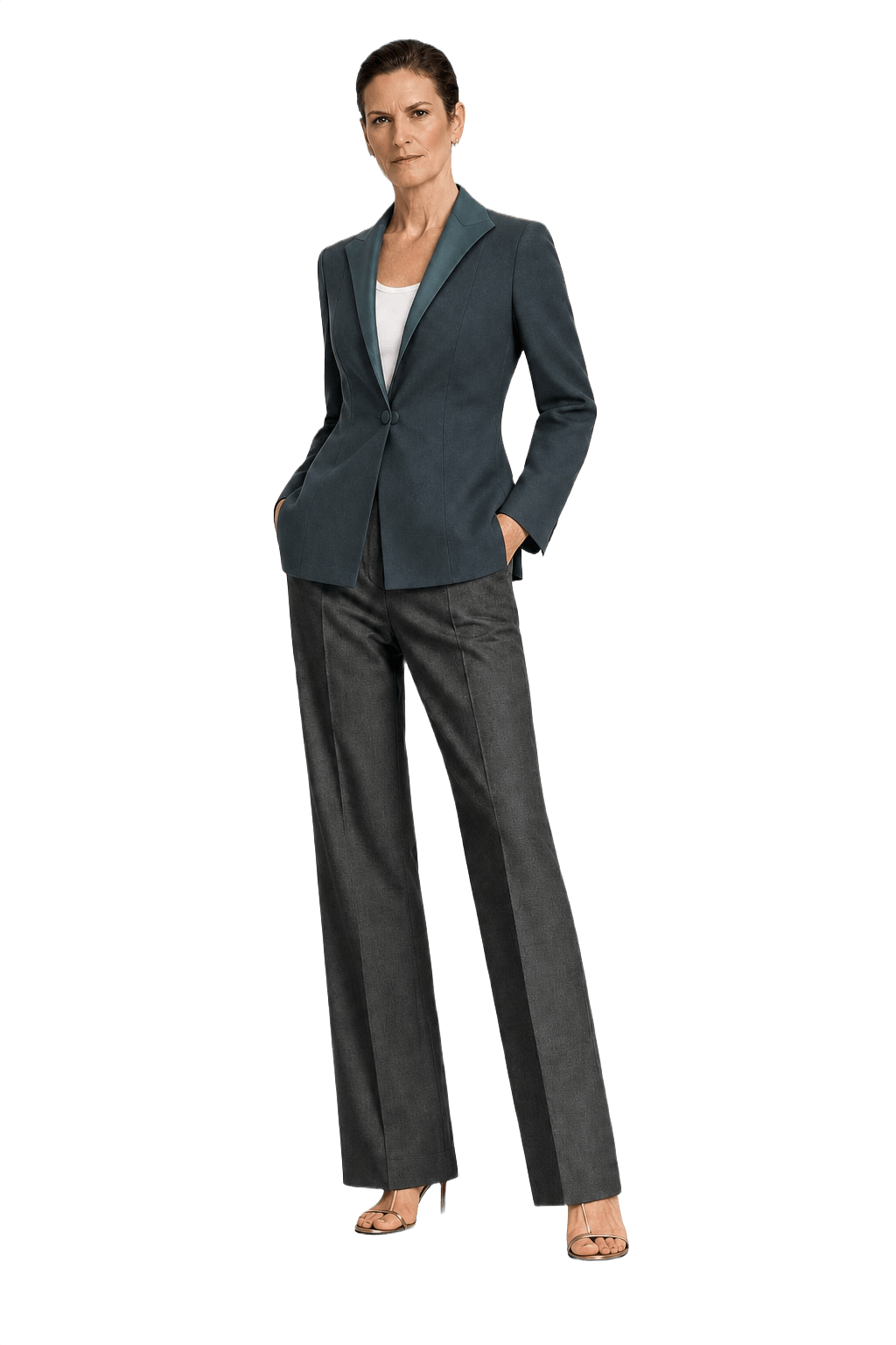 1990s Teal Wool Blazer - Model