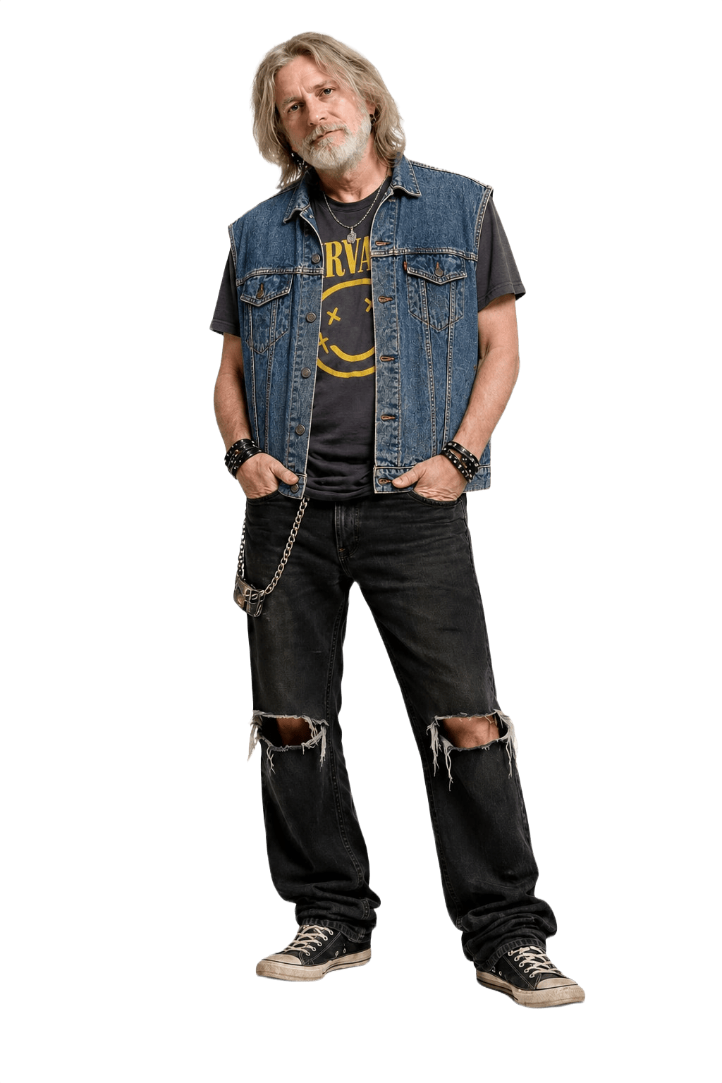 1990s Blue Denim Vest - Model