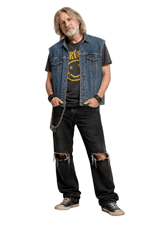 1990s Blue Denim Vest - Model
