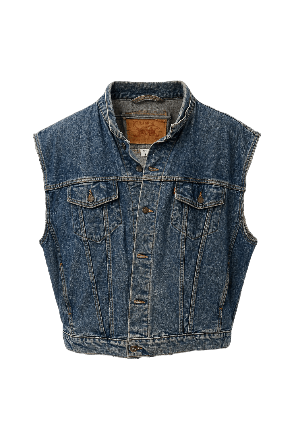 1990s Blue Denim Vest - Front View