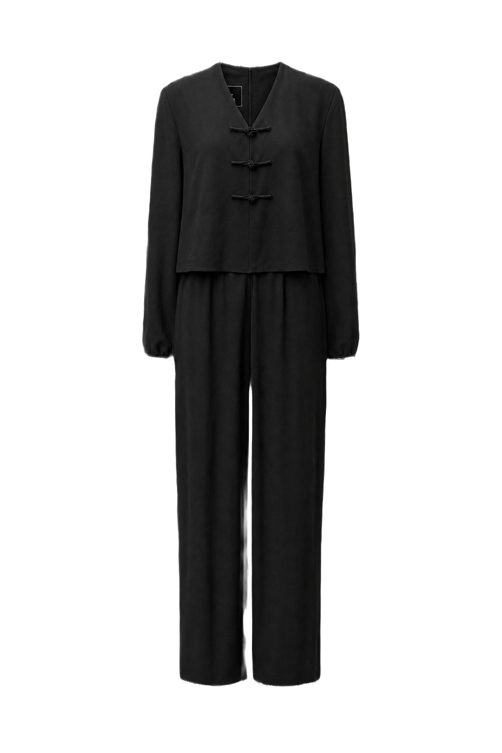 1970s Black Polyester Jumpsuit - Front View