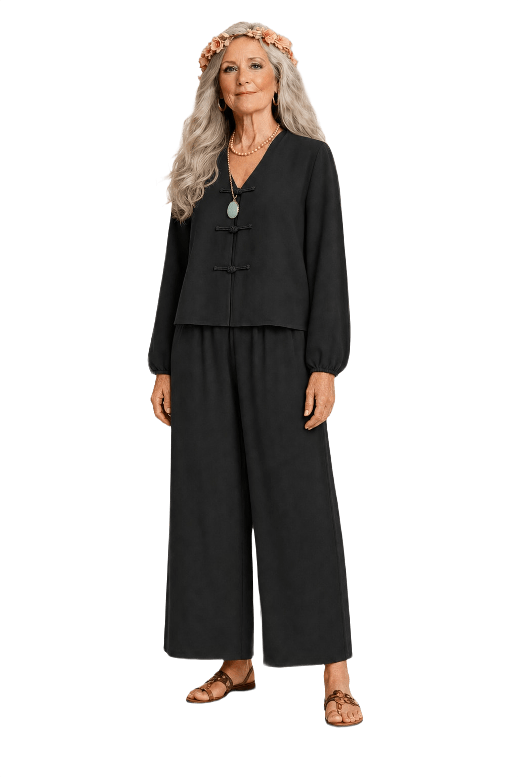 1970s Black Polyester Jumpsuit - Model