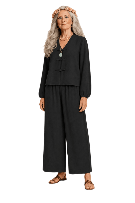1970s Black Polyester Jumpsuit - Model